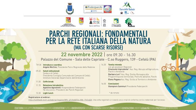 Convegno: Parchi Regionali fondamentali per la rete italiana della natura. 21 novembre 2021 ore 9.30 Cefalù (PA)