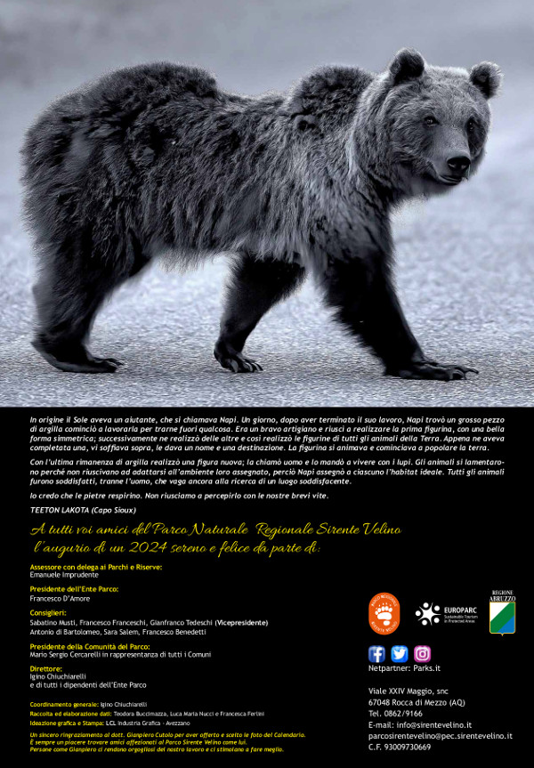 Un anno con il Parco Sirente Velino, il calendario 2024 dedicato all'orsa Amarena